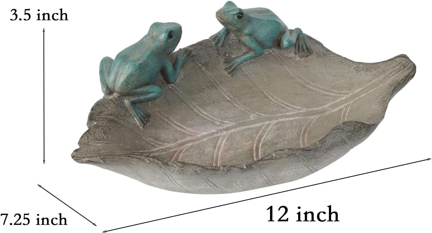 🐸 Frog Bird Feeder 🍃 Leaf Shaped Bird Bath Bowl 💧 2-in-1 Outdoor Garden Decor