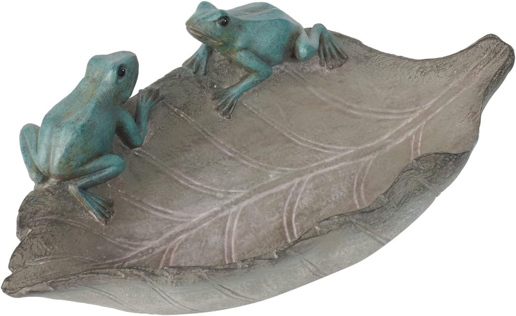 🐸 Frog Bird Feeder 🍃 Leaf Shaped Bird Bath Bowl 💧 2-in-1 Outdoor Garden Decor