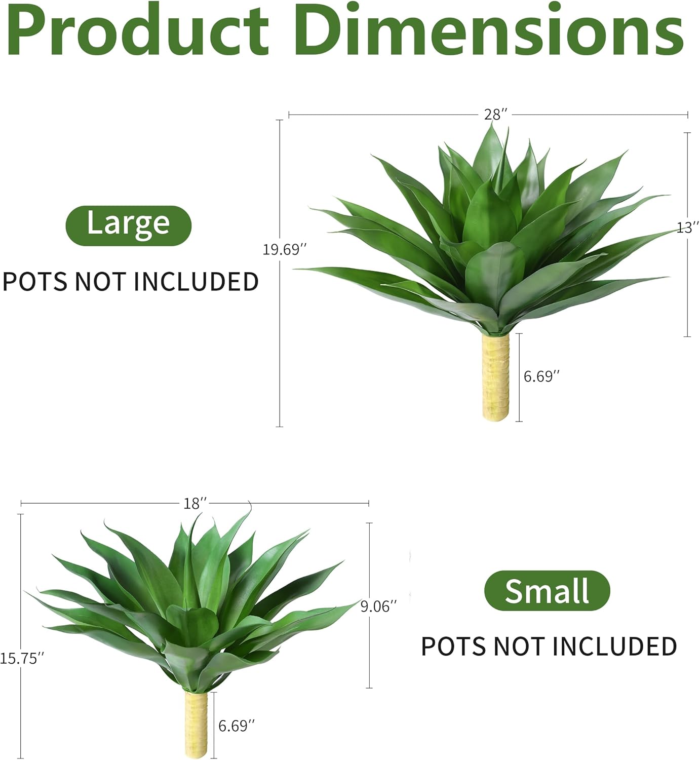 🌵 Large Artificial Agave Plant 🌱 2 Pack Faux Succulent 💚 UV Resistant Outdoor Greenery