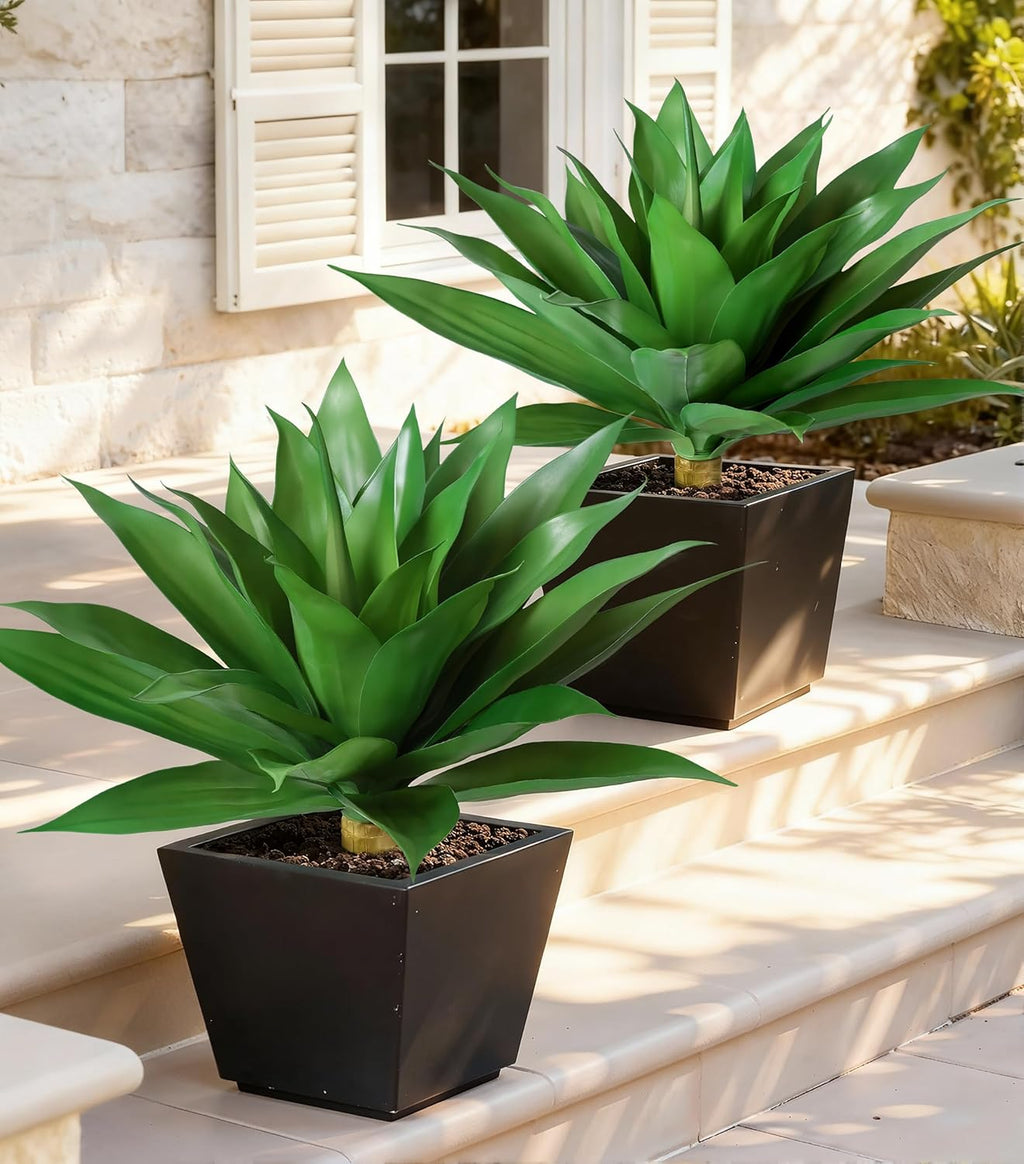🌵 Large Artificial Agave Plant 🌱 2 Pack Faux Succulent 💚 UV Resistant Outdoor Greenery