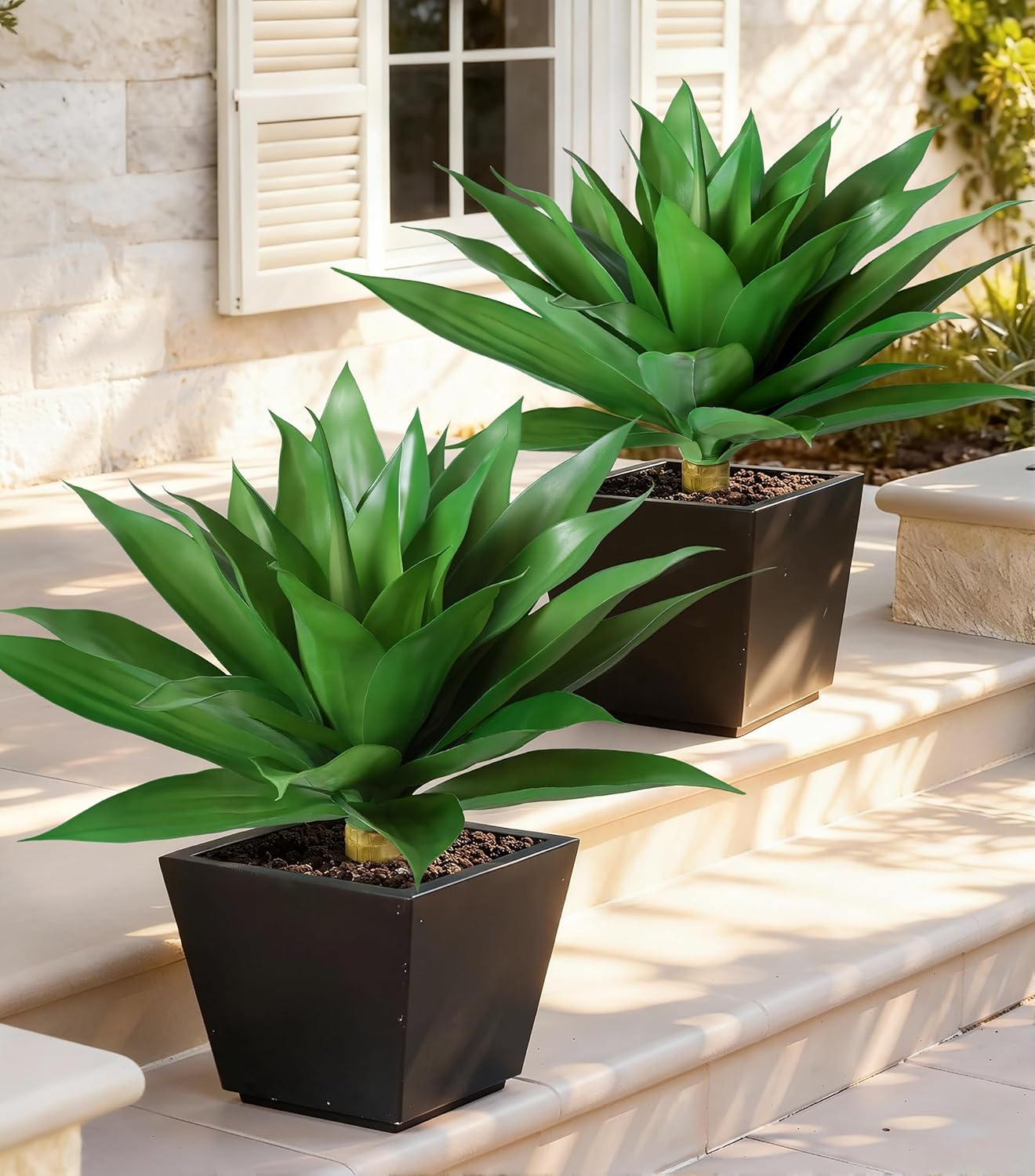 🌵 Large Artificial Agave Plant 🌱 2 Pack Faux Succulent 💚 UV Resistant Outdoor Greenery