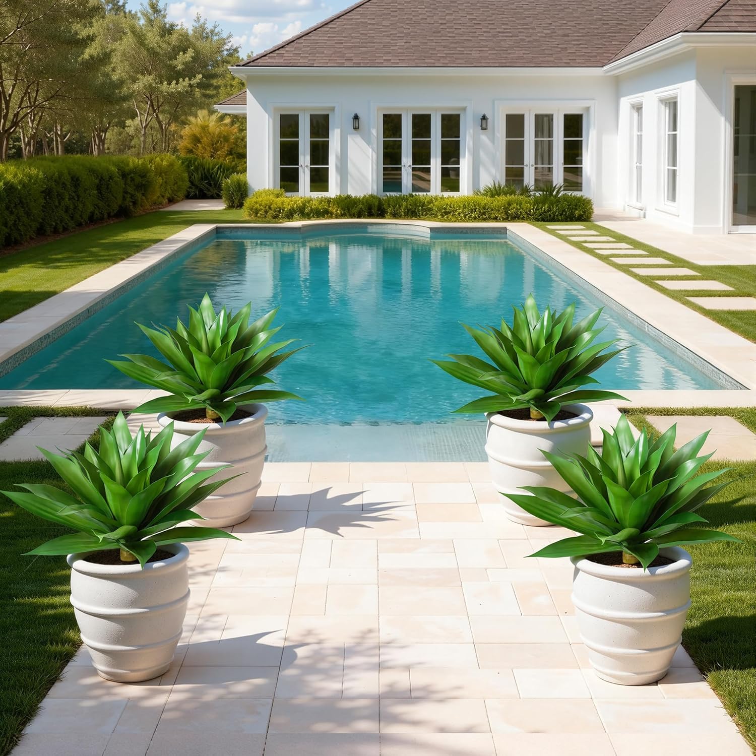 🌵 Large Artificial Agave Plant 🌱 2 Pack Faux Succulent 💚 UV Resistant Outdoor Greenery