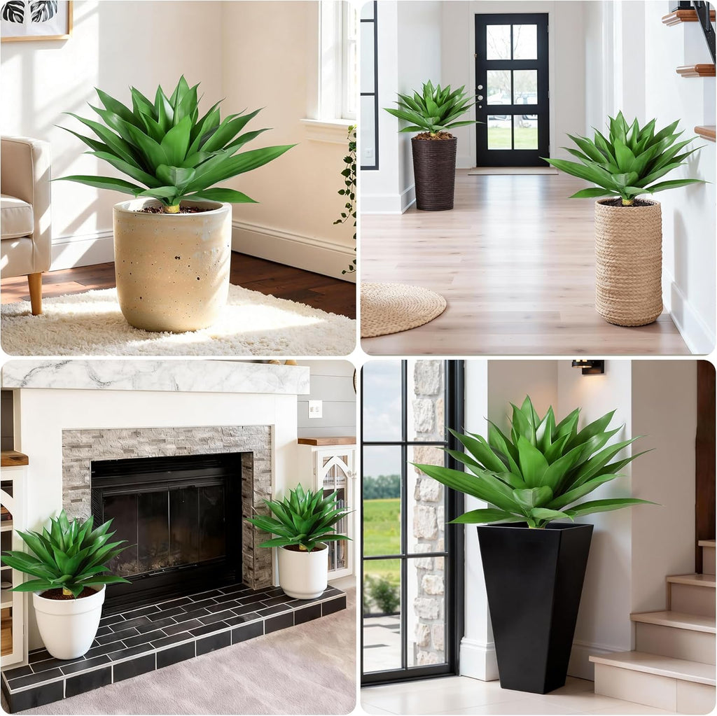 🌵 Large Artificial Agave Plant 🌱 2 Pack Faux Succulent 💚 UV Resistant Outdoor Greenery
